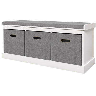 Shoe Storage Bench with Seat, 3 Fabric Drawers for Hallway