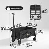 Chariot de jardin pliable pliant, chariot lourd pour pelouse avec roues universelles et poignée ajustable