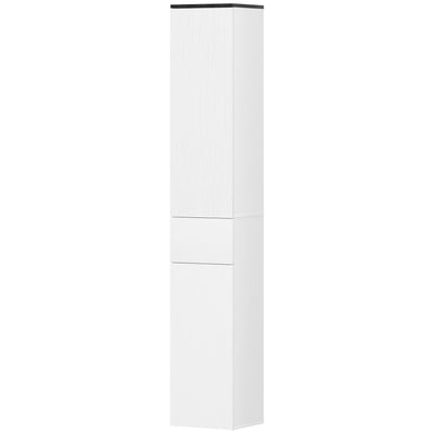 Tall Bathroom Cabinet with 2 Cupboards and Drawer, Slim Bathroom Storage Cabinet with Adjustable Shelves