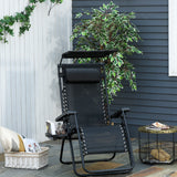 Outdoor Zero Gravity Reclining Lounger Chair with Canopy Shade, Side Tray