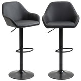 Lot de 2 tabourets de bar réglables, tabourets de bar pivotants avec repose-pieds et dossier, cuir PU et base ronde en acier