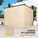 10' x 10' Retractable Pergola Canopy with Sidewalls, Metal Outdoor Gazebo Sun Shade Shelter