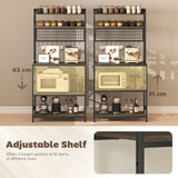 Kitchen Baker's Rack with Power Outlet and LED Light, 5-Tier Coffee Bar Station with 10 Hooks