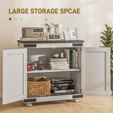 Buffet bahut, armoire de rangement de cuisine avec porte grange et étagères ajustables
