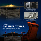Outdoor PE Rattan Propane Fire Pit Table, 50, 000 BTU Pulse-Ignition Wicker Fire Table