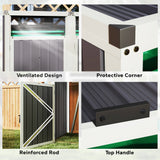 Double Garbage Bin Shed, Lockable Outdoor Storage Shed with Openable Lid, Galvanized Frame for Garden Patio