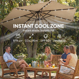9.7ft Solar LED Cantilever Patio Umbrella with 32 LED Lights
