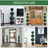 Set of 2 Artificial Ball Boxwood Topiary Trees, 44.1