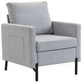Fauteuil d'appoint moderne rembourré avec poches latérales et coussin pour chambre à coucher
