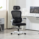 Mesh Office Chair, Ergonomic Desk Chair with Flip-up Armrest, Rotatable Headrest, Adjustable Lumbar Support