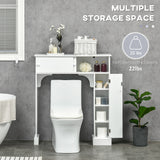 Meuble de rangement WC moderne, Meuble de salle de bain WC avec 2 portes coulissantes, 3 étagères réglables