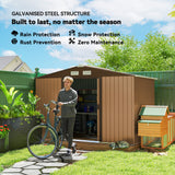 9.1'x6.4'x6.3' Garden Storage Shed w/ Foundation Kit Metal Tool Storage House w/ Double Doors