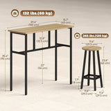 Bar Table Set of 6, Bar Table and Stools for 4, 2 Breakfast Tables and 4 Stools for Living Room