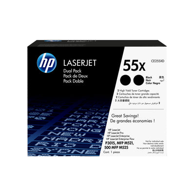 2PK 55X Black Toner Cartridge for LaserJet P3015
