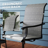Outdoor Swivel Dining Chairs Set of 2, High Back Swivel Chairs with All Weather Mesh for Deck