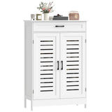 Shoe Cabinet with Louvered Doors, Modern Shoe Storage Cabinet with Drawer and Adjustable Shelves