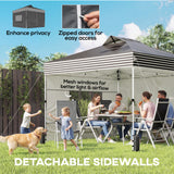 10 x 10 ft Pop Up Canopy Tent with 4 Sidewalls, UPF 50+ 1-Button Push Outdoor Instant Canopy with Wheeled Bag