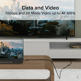 Plugable Technologies USB C Extension Cable 3.3 Ft, Digital Power Mete