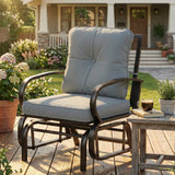 Patio Glider, Outdoor Glider Chair with Cushions, Steel Frame