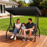 Lit balançoire patio convertible avec auvent et coussins, balançoire de porche 3 places pour extérieur