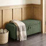 Storage Ottoman, Upholstered Corduroy End of Bed Bench with Thick Padding