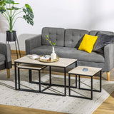 Tables basses gigognes - Ensemble de 3, Tables d'appoint modernes avec cadre en métal noir pour salon et mobilier de maison