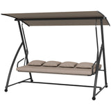 3-Seater Swing Chair Covered Garden Hammock A-Frame Outdoor Porch Glider Sling Seat with Adjustable Canopy Cover