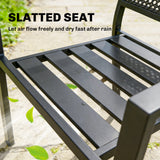 Stackable Patio Chairs Set of 2, Outdoor Dining Chairs with Faux Wicker Steel Mesh Back
