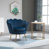 Fauteuil d'appoint moderne, fauteuil de club en tissu velouté avec pieds en métal doré pour chambre à coucher