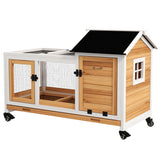 Rabbit Cage with Wheels, Tray for Indoor Outdoor