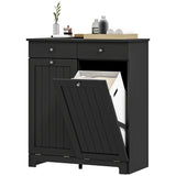 Laundry Cabinet, Tilt Out Laundry Hamper Cabinet with 2 Baskets, Bathroom Hamper Cabinet with 2 Drawers