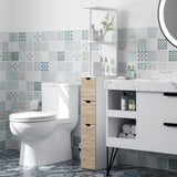 Tall Bathroom Storage Cabinet, Narrow Bathroom Cabinet with Drawers and Open Shelves for Small Spaces