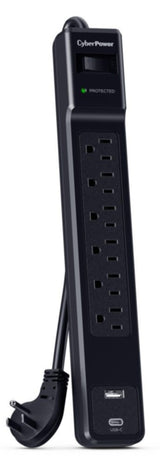 CyberPower CSP604UC Barre parasurtension, 1500J, 6 prises + USB