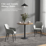 Ensemble de 2 chaises de cuisine, chaises de salle à manger tapissées tissu aspect velours avec dossier, accoudoirs et pieds d'acier