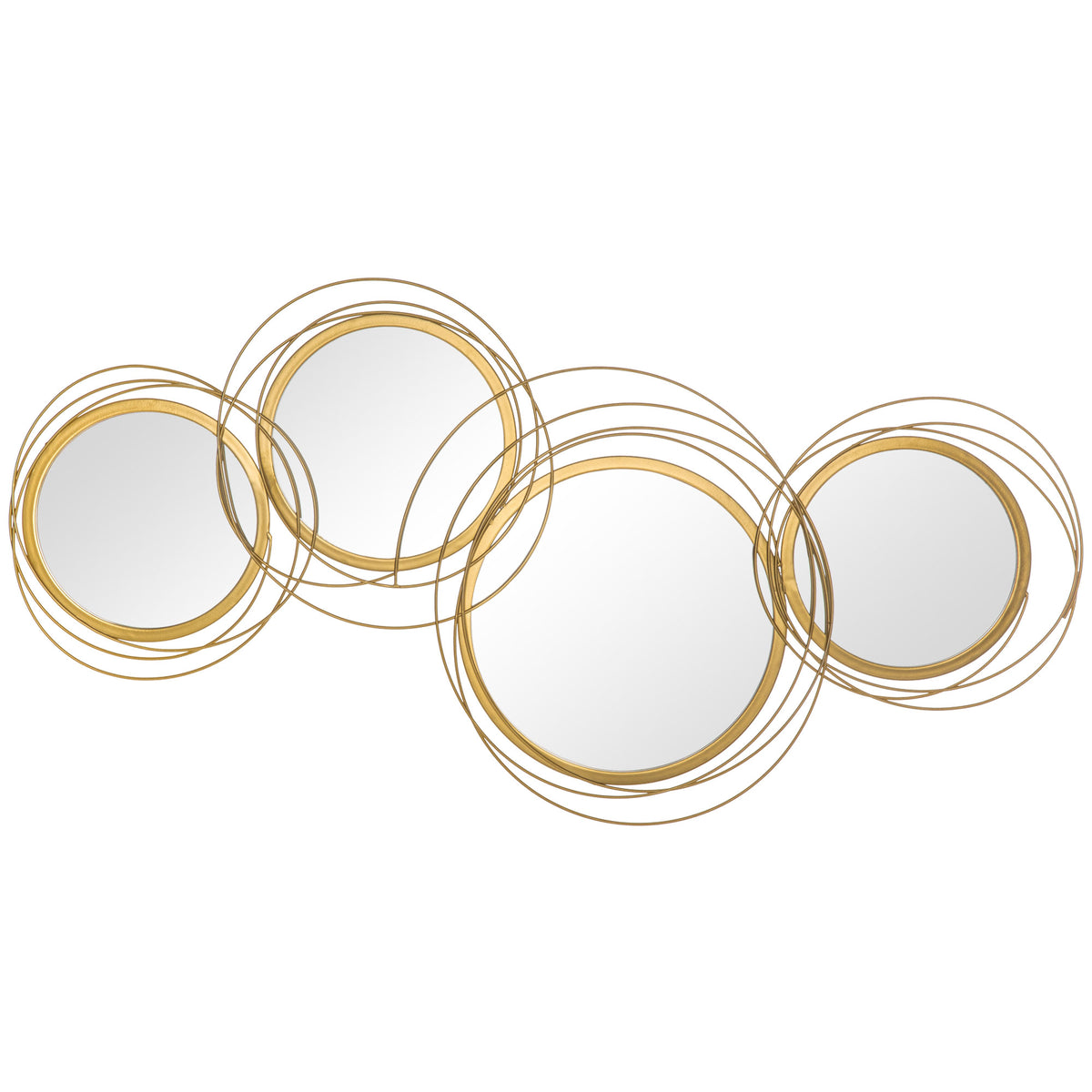 Metal Wall Art Gold Frame Circle Bathroom Mirror Decor Home Hanging Wall Sculptures, 42.25