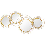 Metal Wall Art Gold Frame Circle Bathroom Mirror Decor Home Hanging Wall Sculptures, 42.25