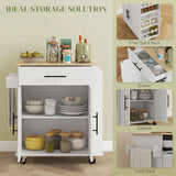 Rolling Island with Wheels for Kitchen, Drawer and Doors