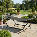 Hamac extérieur avec support, Lit de repos stable robuste avec poche latérale et appuie-tête pour cour patio piscine