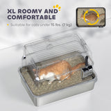 XL Stainless Steel Cat Litter Box for Big Cats with Flip Top
