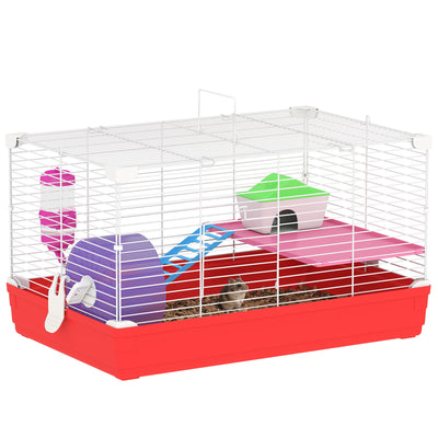 18.5'' Hamster Cage with Exercise Wheel and Water Bottle Dishes, Rat House and Habitats 2 Storey Design
