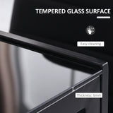 Rectangular Kitchen Table for 4 People, Dining Table with Tabletop Tempered Glass for Dining Room