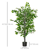 4.5ft Ficus Artificial Plant with Realistic Leaves