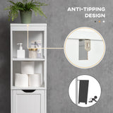 Narrow Bathroom Cabinet with 3 Drawers and 2 Tier Shelf, Tall Cupboard Freestanding Linen Tower