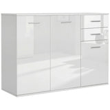Buffet brillant avec 2 tiroirs et 3 portes, armoire buffet avec étagère ajustable, meuble bar à café avec rangement