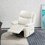 Leather Reclining Chair with Vibration Massage, Swivel Base
