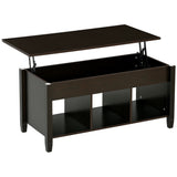 Table basse relevable, table basse moderne avec étagères de rangement et compartiment caché pour salon, 104 cm L