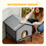 Outdoor Cat House, Foldable Feral Kitty Shelter for Kittens
