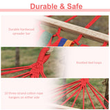 Cotton Hammock Portable Soft Swing Sleeping w/ Headrest & Side Pocket Deluxe Swing Chair for Beach