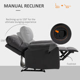 Recliner Chair, Manual Reclining Chair with Footrest, Padded Seat for Living Room