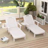 Set of 2 Tanning Chair, 5 Positions Adjustable Outdoor Lounge Chairs with Foldable Side Table